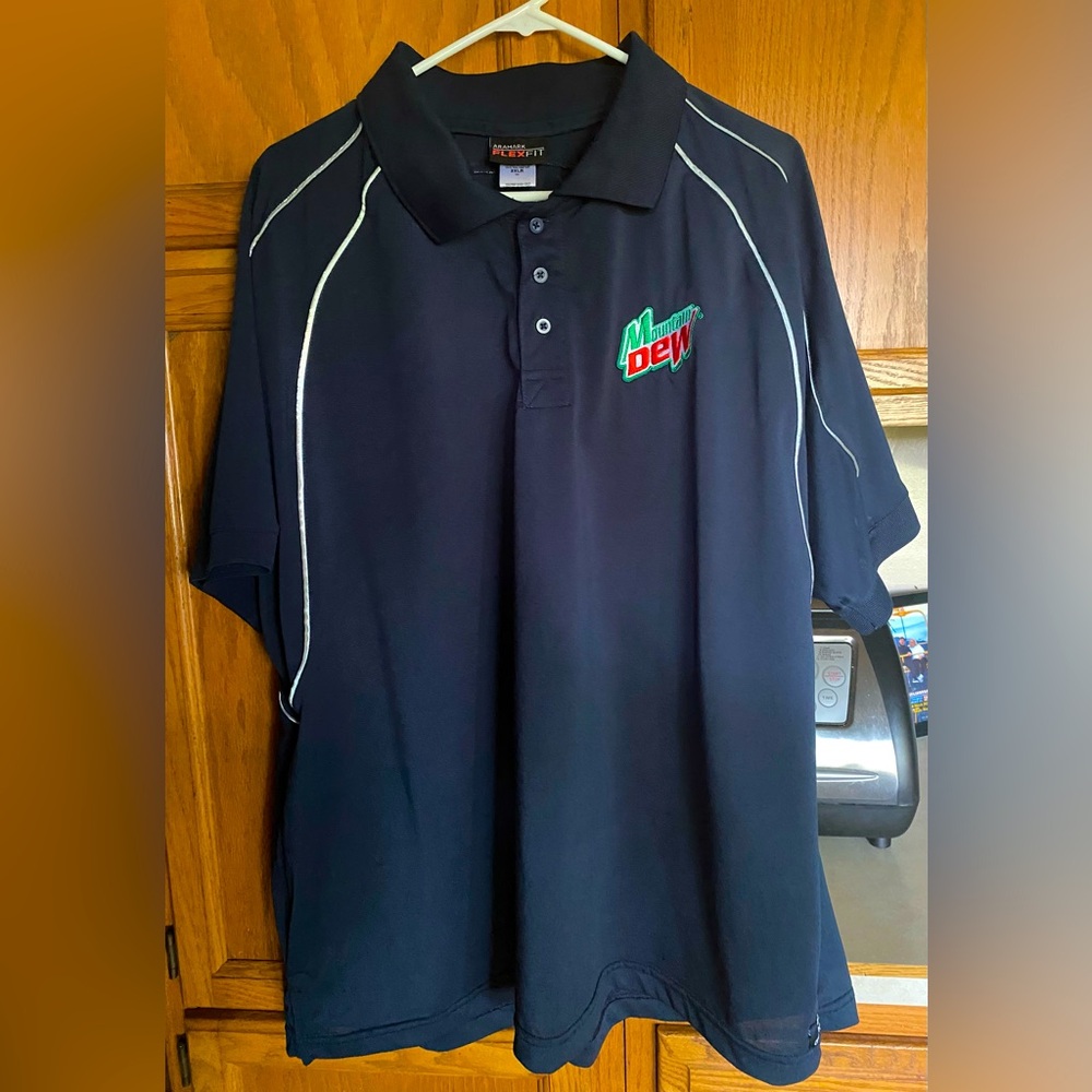Men’s Wearguard (Aramark) 2X Navy Reflective Flex Fit Polo Mt.Dew Logo